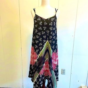 ANGIE Maxi Dress Small Multi Color Floral Great Condition Beads Ties Back Neck